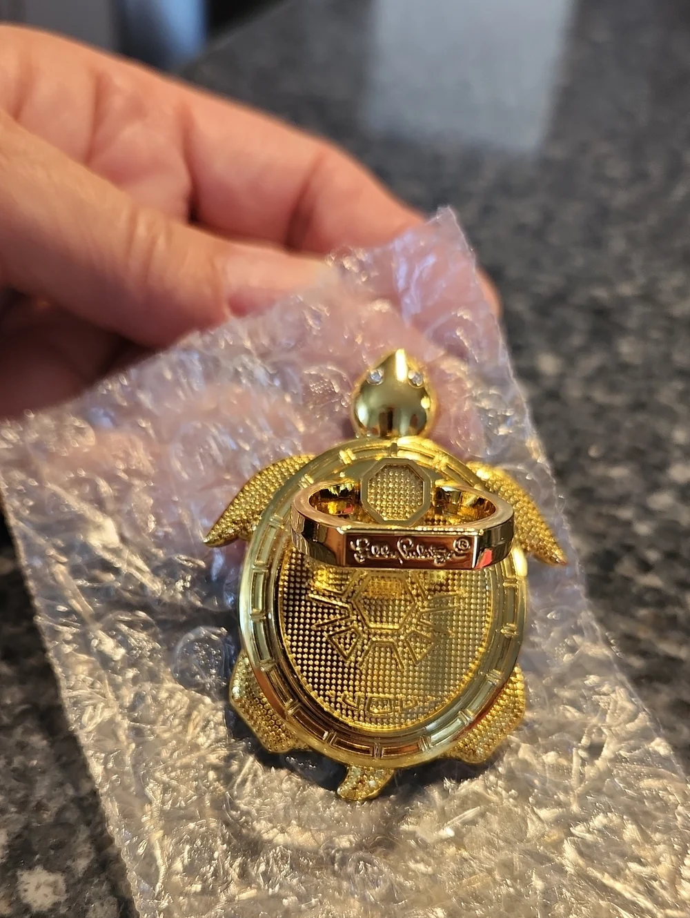 Lilly Pulitzer Gold Turtle Phone Ring